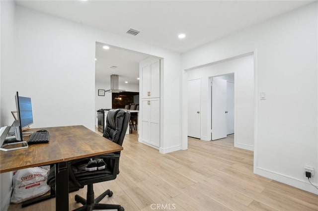 3686 Palo Verde Ave, Long Beach, CA 90808 - office area featuring light wood finished floors, recessed lighting, and baseboards