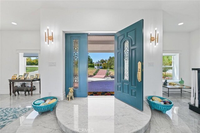 22252 Monte Rancho Dr, Temecula, CA 92590 - entryway featuring marble tiled flooring and recessed lighting