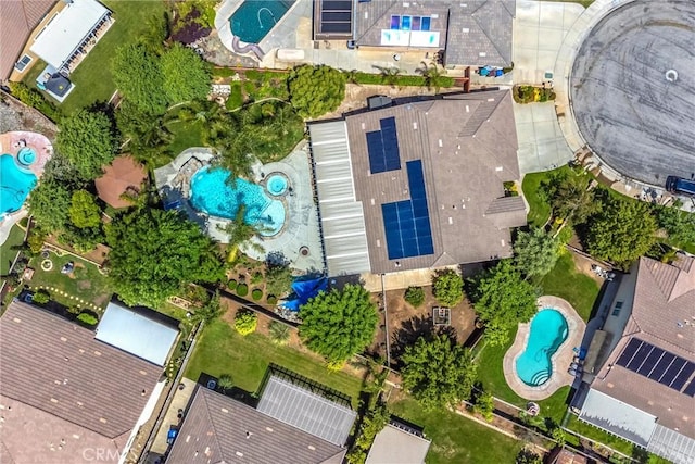 aerial view of a pool