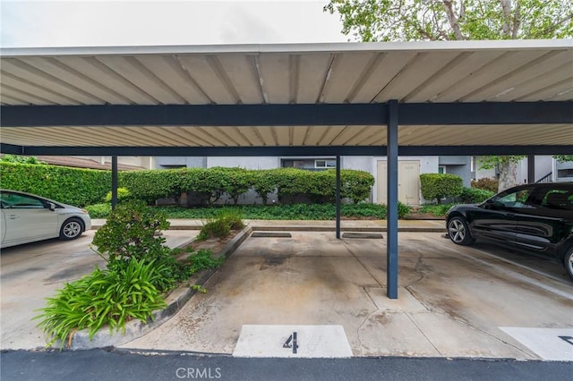 view of covered parking lot