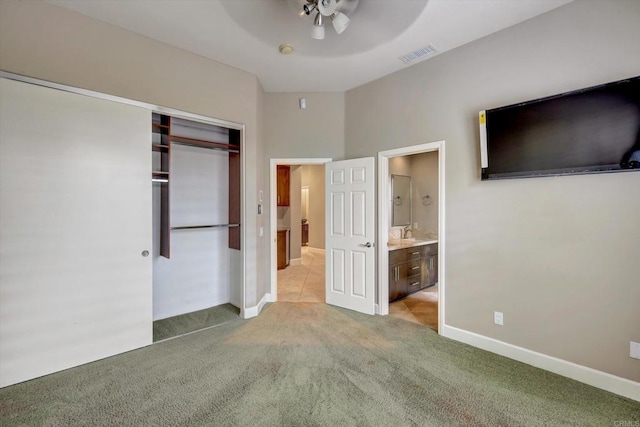 3522 Lancewood Way, Fallbrook, CA 92028 - unfurnished bedroom featuring carpet flooring, a closet, baseboards, and ensuite bath