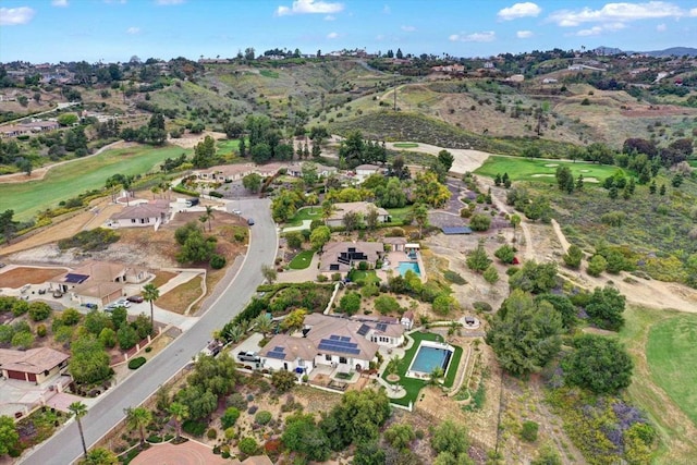 3522 Lancewood Way, Fallbrook, CA 92028 - aerial view of property's location featuring a golf club, nearby suburban area, and a mountain backdrop