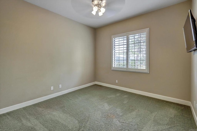 3522 Lancewood Way, Fallbrook, CA 92028 - empty room featuring a ceiling fan, baseboards, and dark carpet
