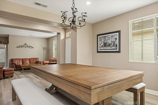 1682 Beaver Unit B, Beaumont, CA 92223 - rec room featuring light wood-style floors, a chandelier, recessed lighting, and baseboards
