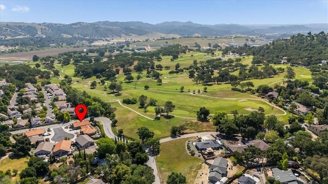 8670 Erika Ct, Atascadero, CA 93422 - aerial view of property's location with mountains, a local golf course, and nearby suburban area
