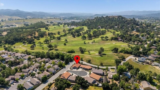 8670 Erika Ct, Atascadero, CA 93422 - aerial view of property's location featuring a mountain backdrop, a local golf course, and nearby suburban area
