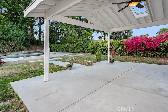 view of patio with ceiling fan