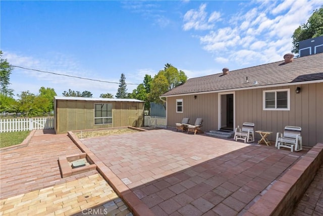 9019 San Gabriel Rd, Atascadero, CA 93422 - view of patio with fence and an outbuilding