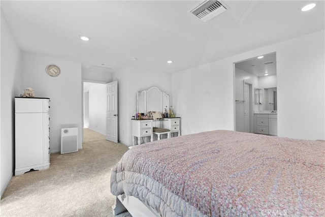 bedroom featuring carpet flooring and recessed lighting