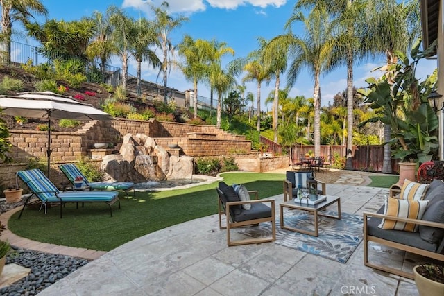 view of patio featuring an outdoor living space