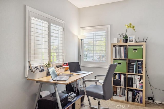 office area featuring healthy amount of natural light