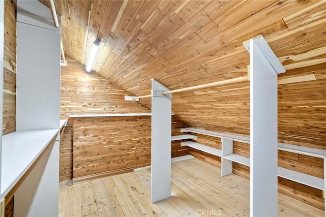 5166 Via Portola, Oceanside, CA 92057 - additional living space featuring lofted ceiling, wooden walls, wooden ceiling, and wood-type flooring