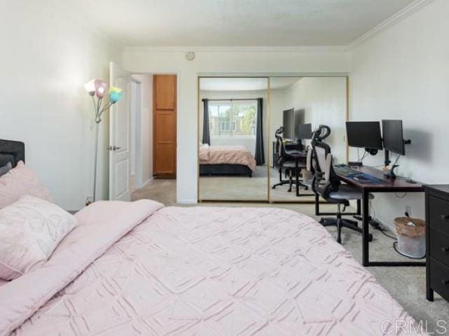 467 Ballantyne St Unit 47, El Cajon, CA 92020 - carpeted bedroom with an office area, a closet, and crown molding