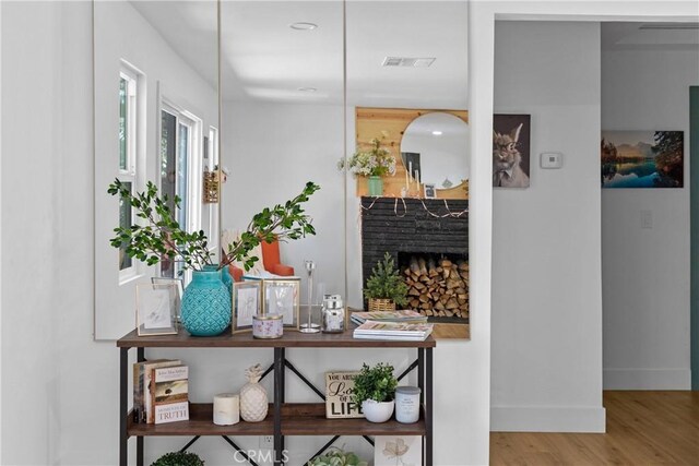 22384 Crest Forest Dr, Cedarpines Park, CA 92322 - hall featuring wood finished floors and baseboards