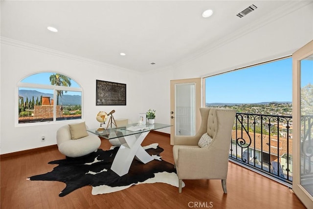335 Montechico Dr, Monterey Park, CA 91754 - office space with healthy amount of natural light, wood finished floors, crown molding, baseboards, and recessed lighting