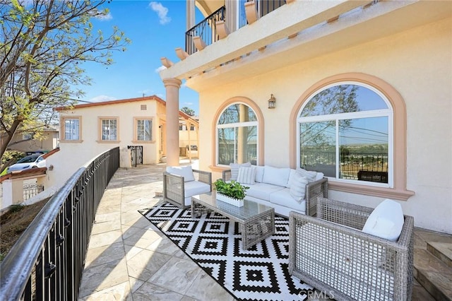 335 Montechico Dr, Monterey Park, CA 91754 - view of patio featuring an outdoor living space and a balcony