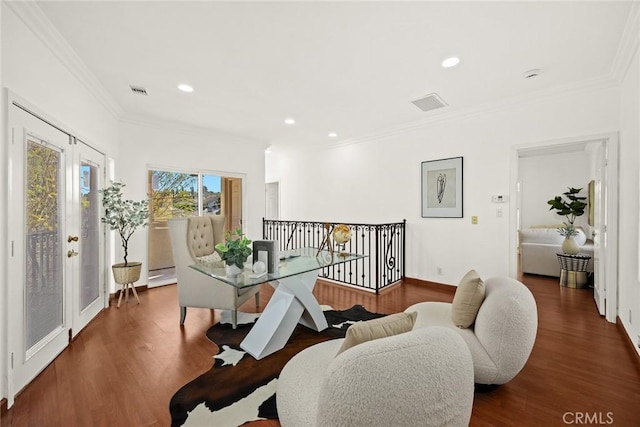 335 Montechico Dr, Monterey Park, CA 91754 - living area with ornamental molding, wood finished floors, recessed lighting, and baseboards