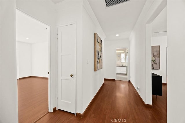335 Montechico Dr, Monterey Park, CA 91754 - hallway featuring dark wood-style flooring, baseboards, and recessed lighting