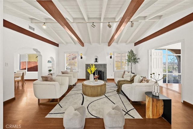 335 Montechico Dr, Monterey Park, CA 91754 - living area featuring wood finished floors, track lighting, and baseboards