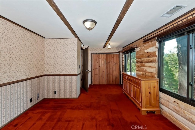 26638 Lake Forest Dr, Twin Peaks, CA 92391 - hall featuring wallpapered walls and a wainscoted wall
