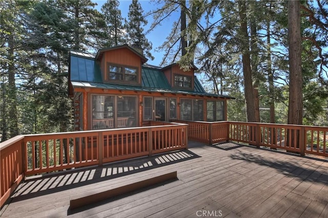 26638 Lake Forest Dr, Twin Peaks, CA 92391 - wooden terrace with a sunroom