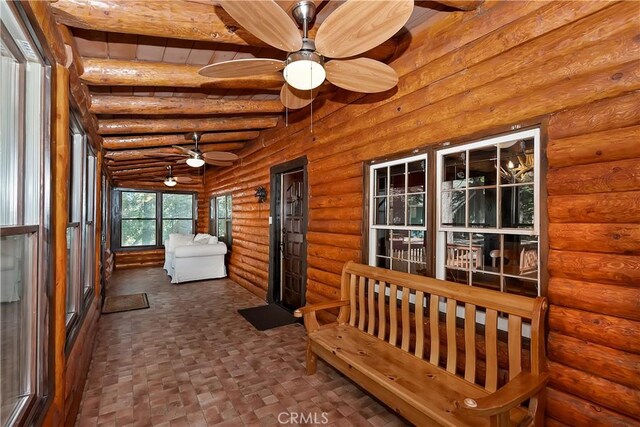 26638 Lake Forest Dr, Twin Peaks, CA 92391 - sunroom featuring a ceiling fan