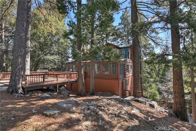 26638 Lake Forest Dr, Twin Peaks, CA 92391 - view of yard with a deck and a sunroom