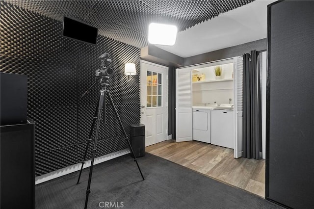 5100 Riverton Ave Unit 14, North Hollywood, CA 91601 - washroom featuring independent washer and dryer and light wood-style flooring