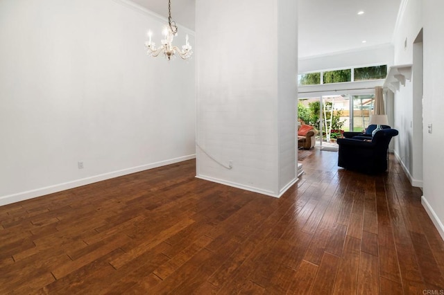 816 Caminito Azul, Carlsbad, CA 92011 - spare room with dark wood-type flooring, baseboards, a chandelier, and ornamental molding