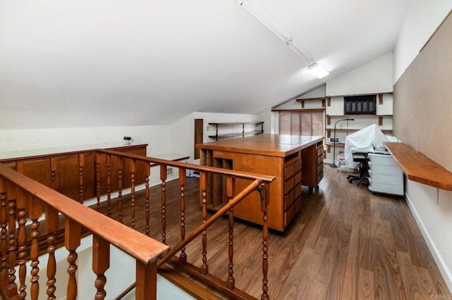 816 Caminito Azul, Carlsbad, CA 92011 - bonus room with lofted ceiling, dark wood finished floors, a desk, and baseboards