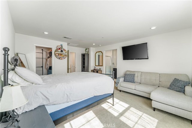 7155 Citrus Ave Unit 315, Fontana, CA 92336 - bedroom with carpet floors, a walk in closet, recessed lighting, and a closet