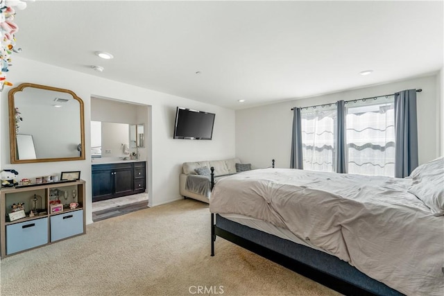 7155 Citrus Ave Unit 315, Fontana, CA 92336 - carpeted bedroom with ensuite bath and recessed lighting