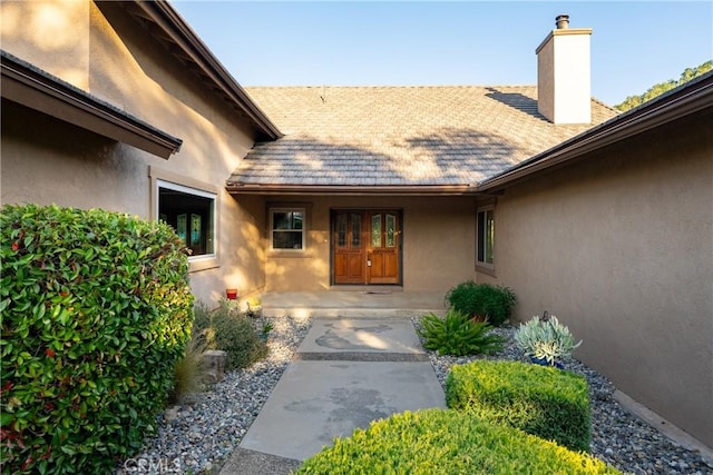 5145 Northfork Pl, Paso Robles, CA 93446 - entrance to property featuring stucco siding and a chimney