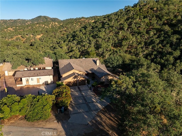 5145 Northfork Pl, Paso Robles, CA 93446 - aerial view of property and surrounding area featuring a forest and a mountainous background