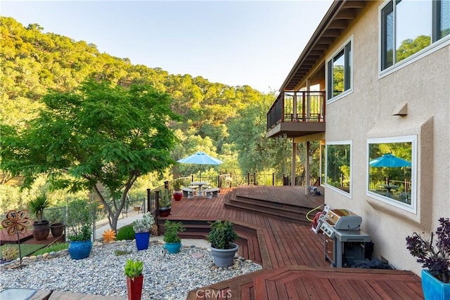 5145 Northfork Pl, Paso Robles, CA 93446 - wooden terrace with a forest view