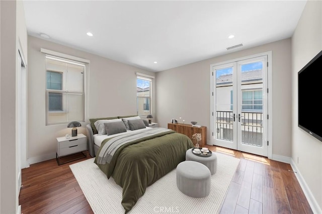 124 Trumpet Flower, Irvine, CA 92618 - bedroom with access to outside, wood finished floors, french doors, baseboards, and recessed lighting