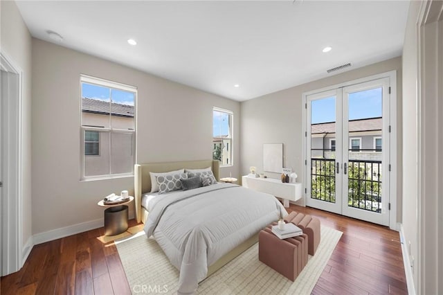 124 Trumpet Flower, Irvine, CA 92618 - bedroom featuring access to outside, french doors, hardwood / wood-style floors, baseboards, and recessed lighting