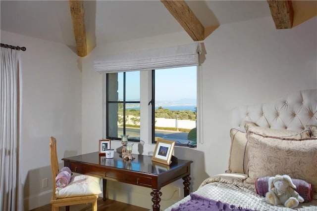 17 Pacific Ridge Pl, Dana Point, CA 92629 - bedroom with beamed ceiling and wood finished floors