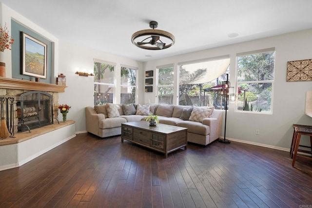 2217 Corte, San Simeon, Chula Vista, CA 91914 - living room featuring healthy amount of natural light, baseboards, and dark wood finished floors