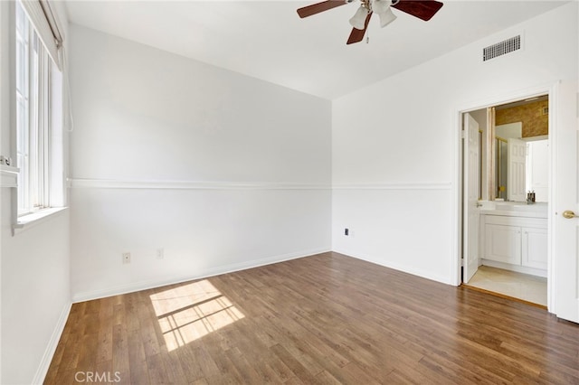 2117 Brittany Park Rd, Camarillo, CA 93012 - empty room with ceiling fan, wood finished floors, and baseboards
