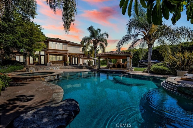 2117 Brittany Park Rd, Camarillo, CA 93012 - view of pool featuring a pool with connected hot tub and a gazebo