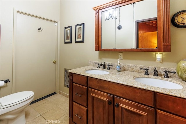 26220 Pine Dell Rd, Idyllwild, CA 92549 - bathroom featuring double vanity, toilet, and tile patterned floors