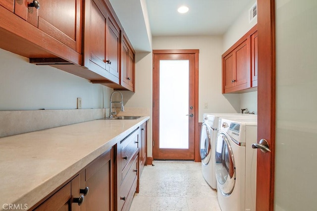 436 32nd St, Manhattan Beach, CA 90266 - laundry area featuring cabinet space, washer and dryer, and recessed lighting