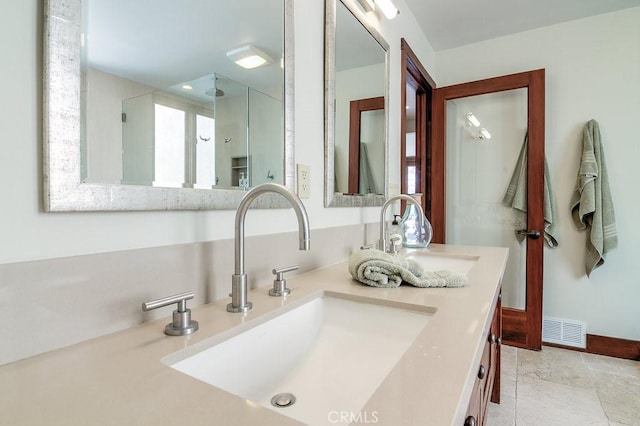 436 32nd St, Manhattan Beach, CA 90266 - bathroom featuring double vanity and a stall shower
