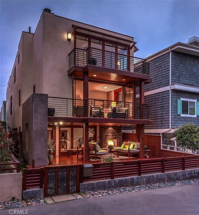 436 32nd St, Manhattan Beach, CA 90266 - rear view of property featuring a balcony, an outdoor hangout area, and a patio area