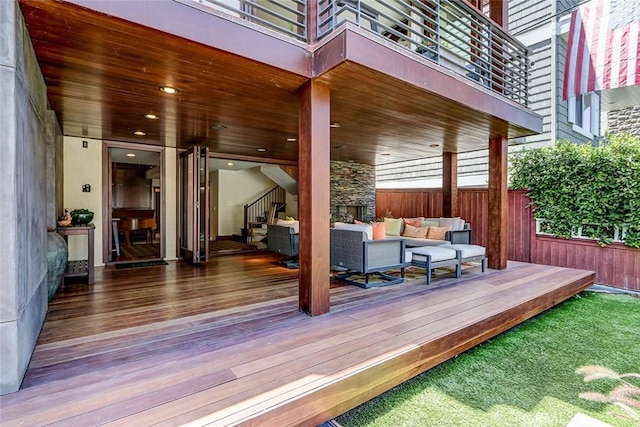 436 32nd St, Manhattan Beach, CA 90266 - wooden terrace featuring an outdoor living space