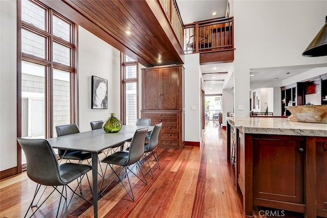 436 32nd St, Manhattan Beach, CA 90266 - dining room with wood finished floors and a high ceiling