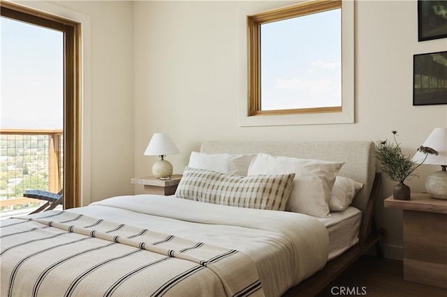bedroom featuring dark wood finished floors