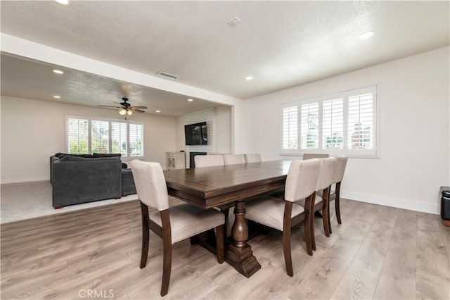 1263 Sandra Ct, Upland, CA 91786 - dining room with light wood-type flooring, recessed lighting, baseboards, and a ceiling fan
