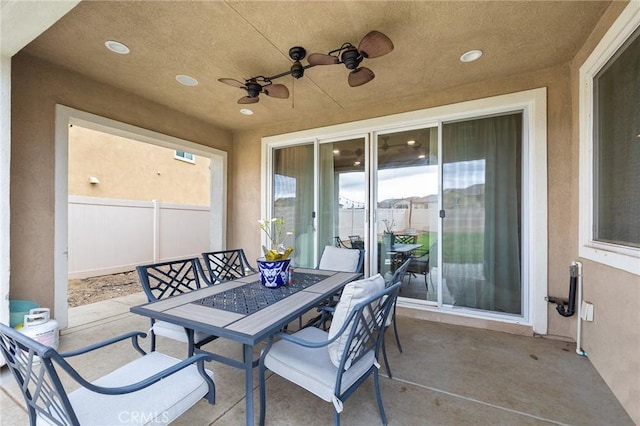24521 Snapdragon Way, Lake Elsinore, CA 92532 - view of patio / terrace featuring a ceiling fan and outdoor dining area